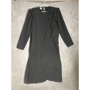 Vintage Monic Richards Dress Black Sequin Lined Padded Shoulders Dress Sz 12